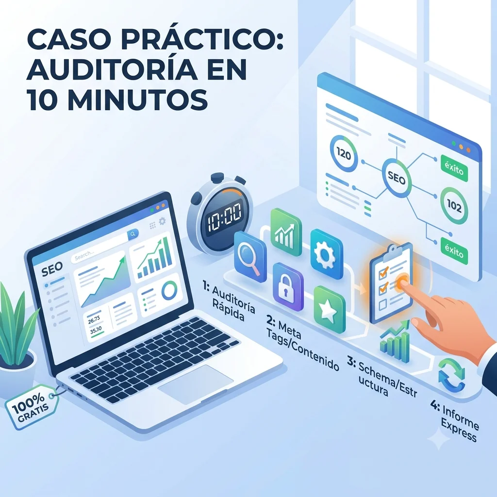 Caso práctico de auditoría SEO realizada en 10 minutos usando solo herramientas gratuitas para posicionar web