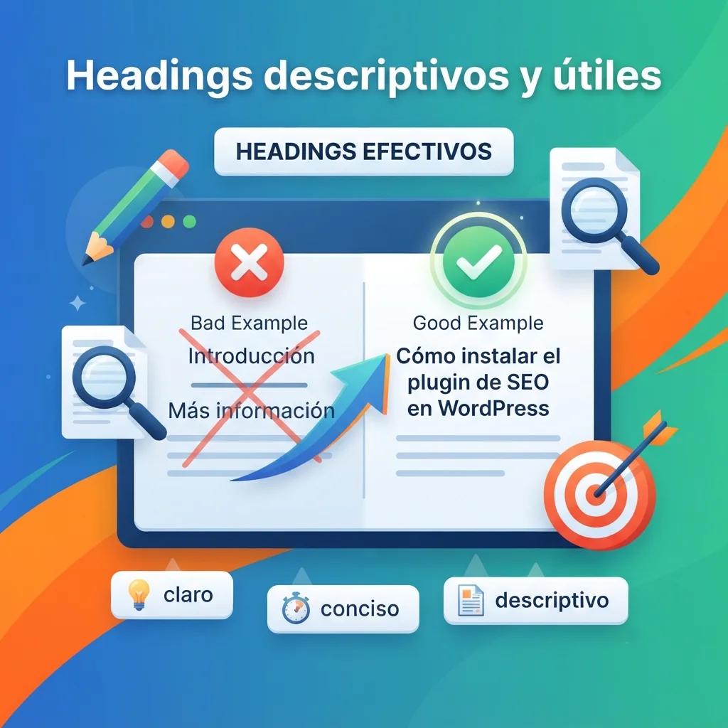 Ejemplos de headings descriptivos y útiles para mejorar tu SEO y la claridad de tu contenido