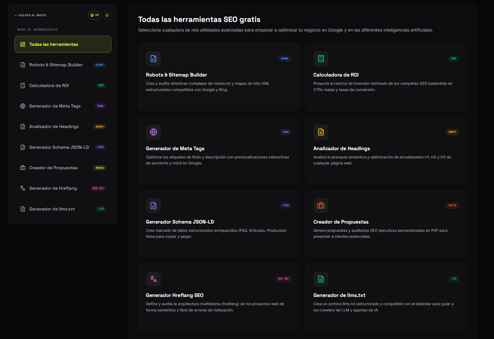 Herramientas SEO gratuitas creadas por Alex Figueiras