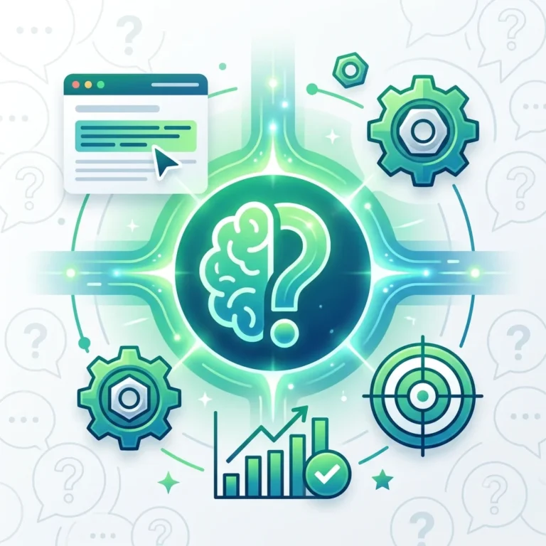 Infographic on AEO (Answer Engine Optimisation): how to optimise your content so that AI selects you as a direct answer on ChatGPT, Gemini and Perplexity