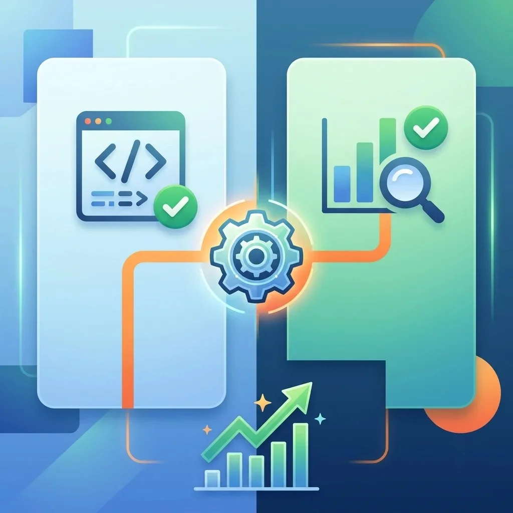 Infografía comparativa de las herramientas Schema Markup Validator y Rich Results Test para validar datos estructurados