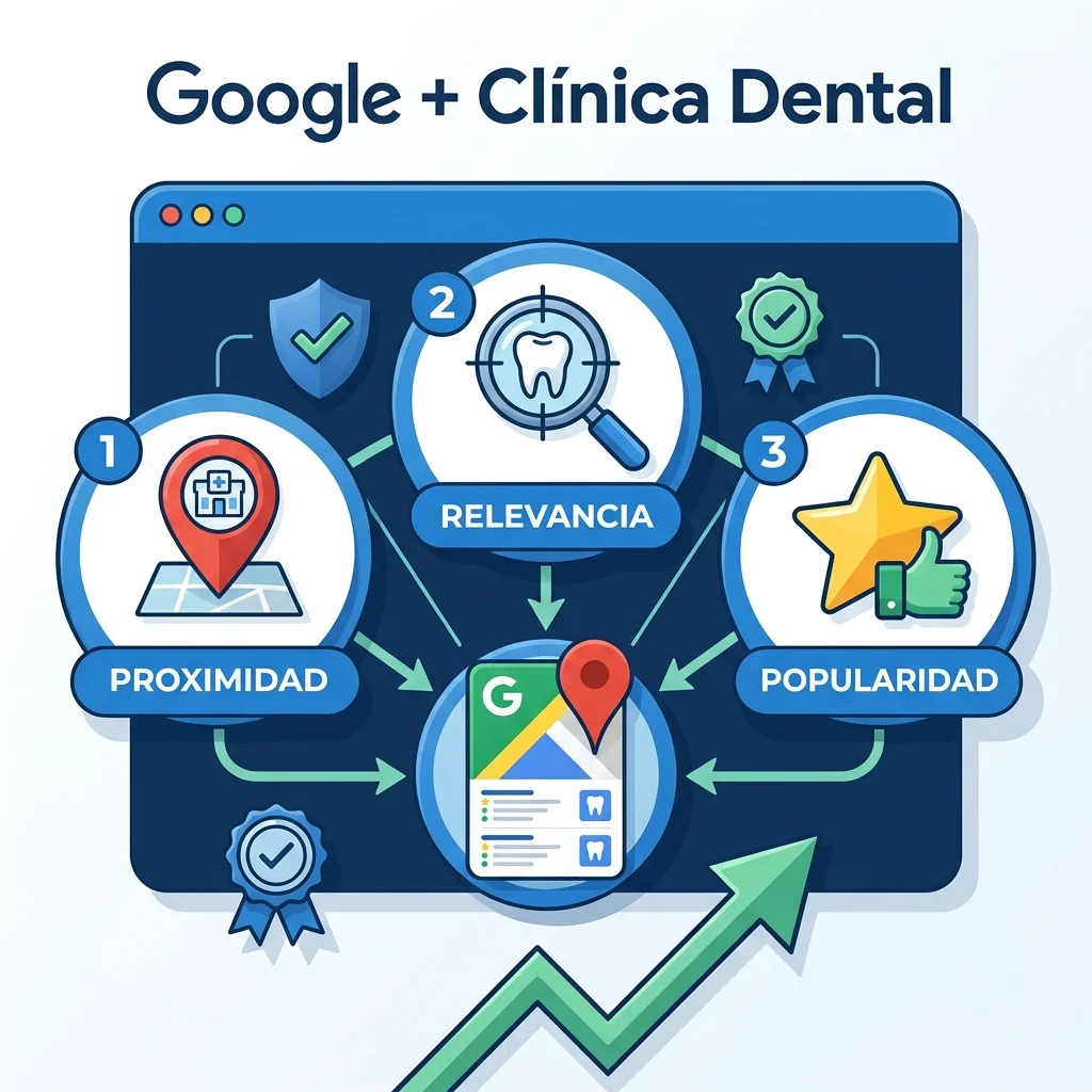 Los 3 factores que Google usa para posicionar tu clínica dental: proximidad, relevancia y popularidad