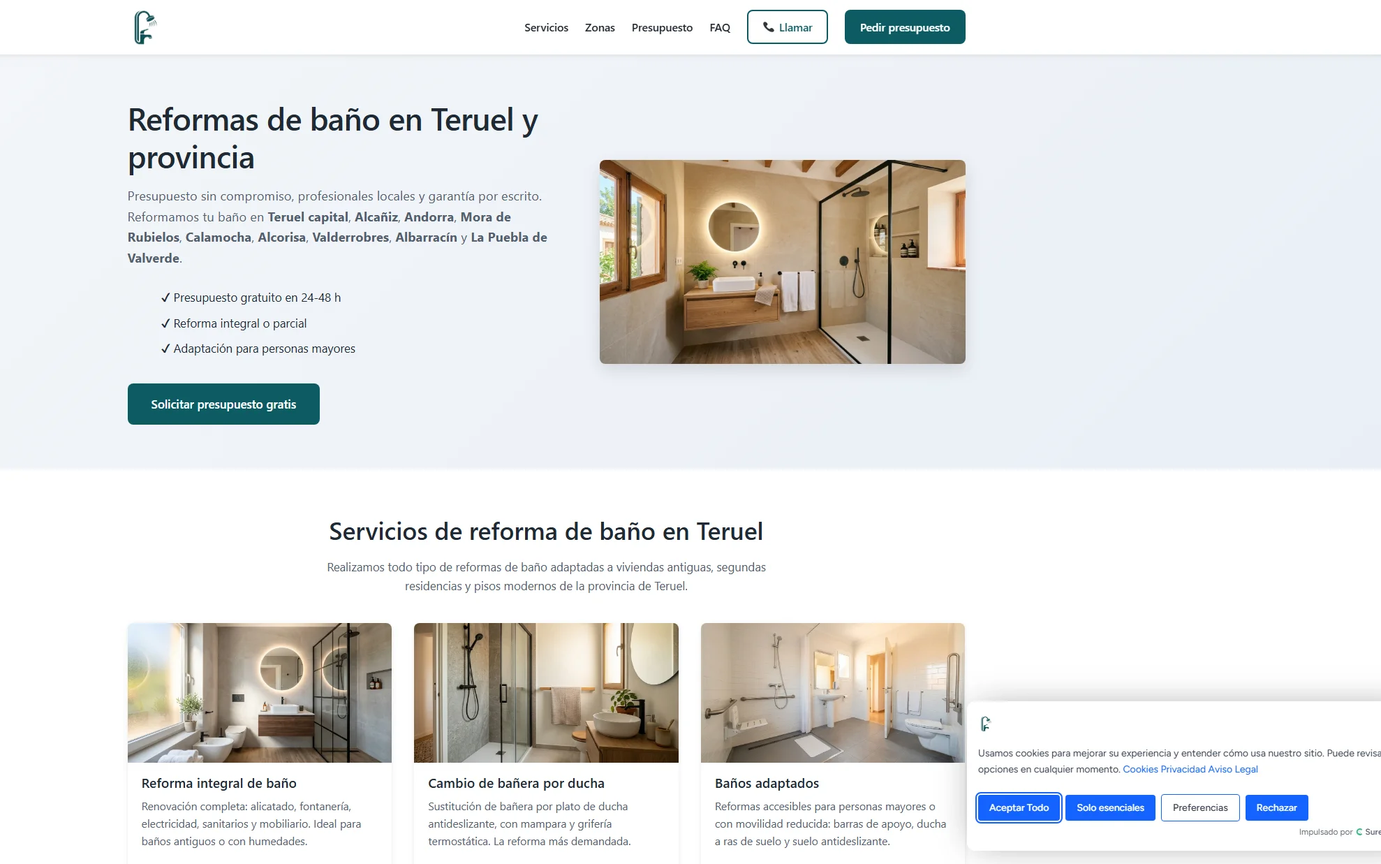 Reformas de baño en Teruel — caso de éxito Rank & Rent