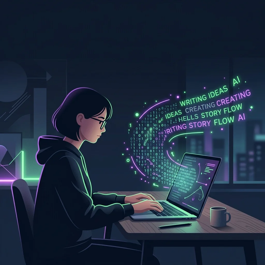 Imagen de portada de bloggera escribiendo artículos de blog con IA