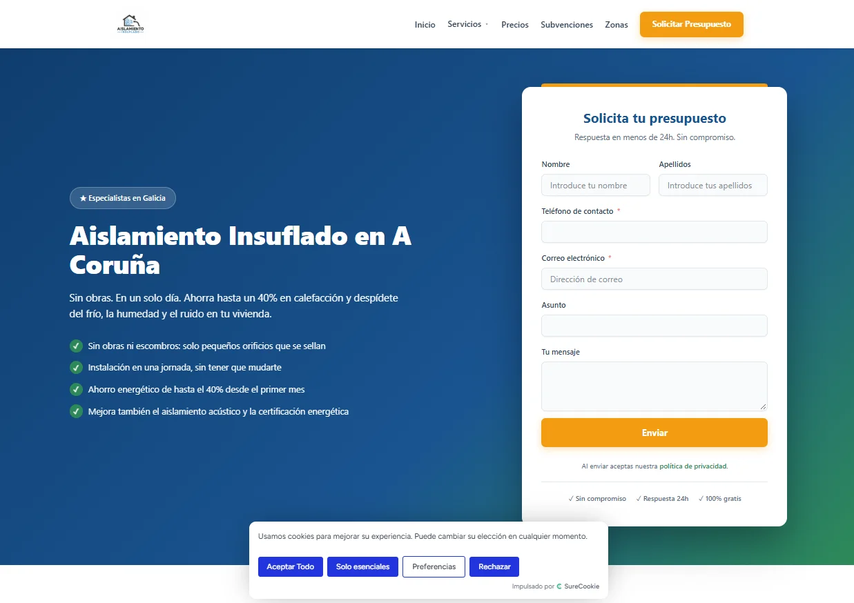 Blown-in insulation in A Coruña — Rank & Rent case study